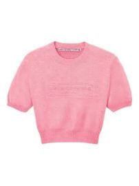 Alexander Wang logo-embossed puff-sleeve Knit Top | Pink | FARFETCH at Farfetch